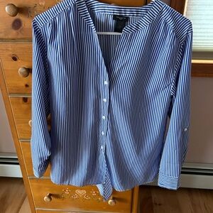 Madewell Blue Striped Button-Up Blouse